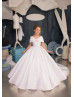 Off Shoulder White Satin Gorgeous Flower Girl Dress